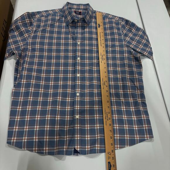 UNTUCKit Men’s 2XL Button-Down Shirt Blue Brown Plaid Wrinkle-Resistant Casual - Picture 2 of 5